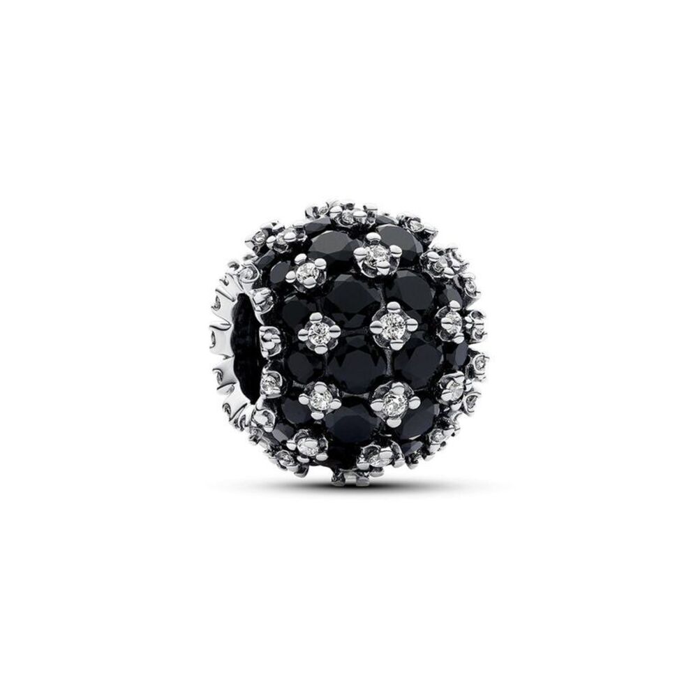 Pandora Moments Silver Sparkling Pav Round Black Charm